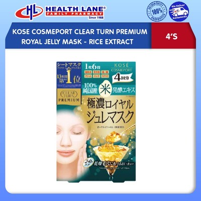 KOSE COSMEPORT CLEAR TURN PREMIUM ROYAL JELLY MASK (4'S) - RICE EXTRACT